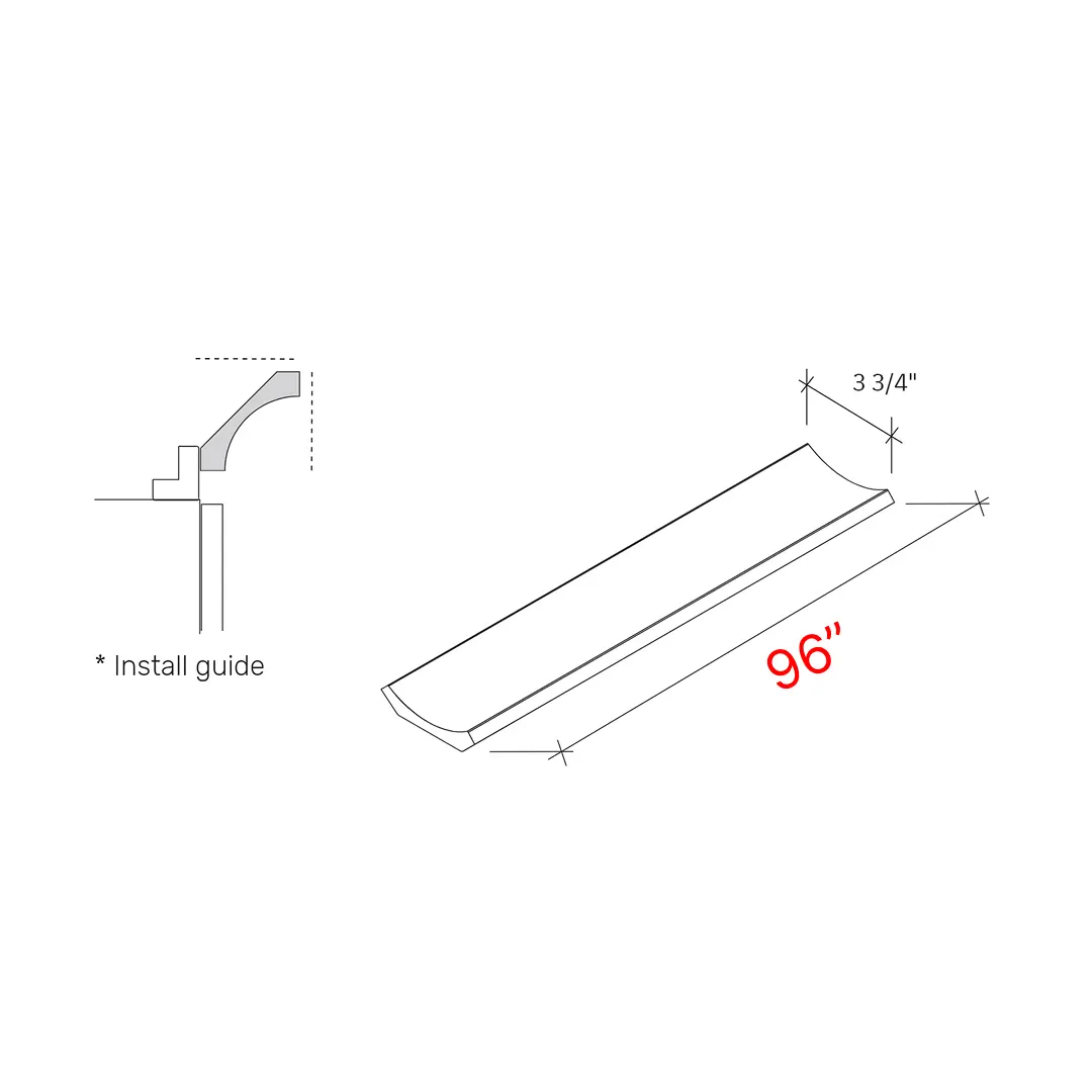 Bevel Green 96"w Cove Crown Molding - 2 3/4"Finished Height