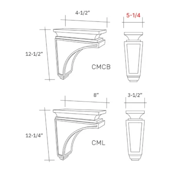 Bevel Green Corbel - 5 1/4"w X 12 1/2"h X 4 1/2"d