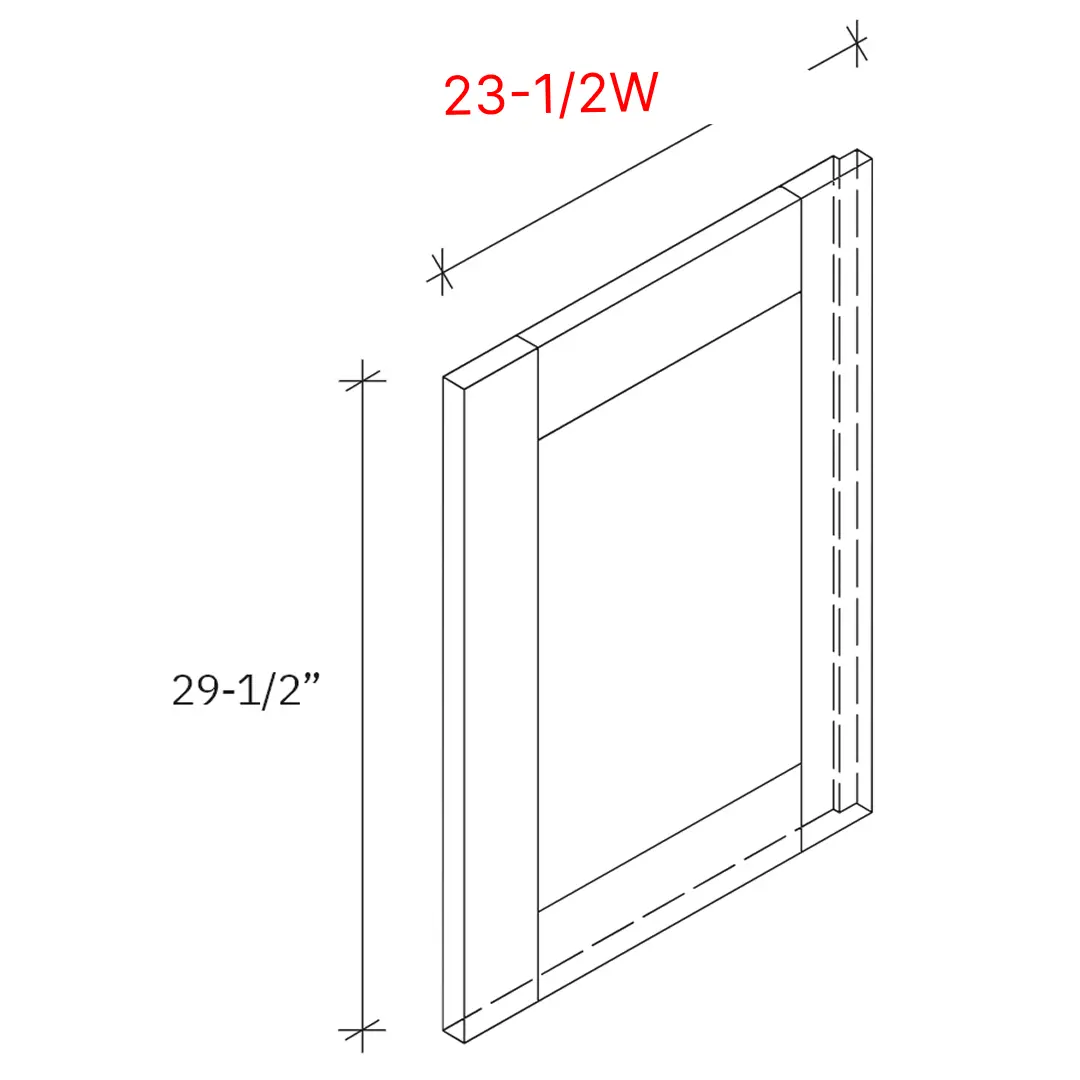 Bevel Green Deco Door - 24" Depth Base Cabinet