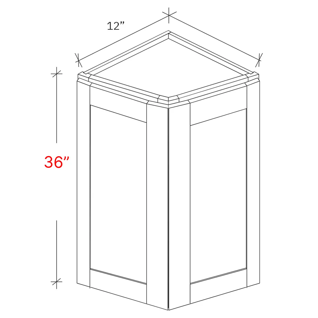 Bevel White 12" X 36" Wall Angled End Cabinet