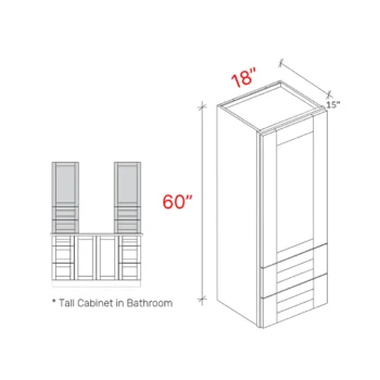 Bevel White 18"w X 60"h X 15"d Counter Wall Cabinet