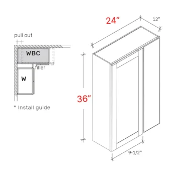Bevel White 24"w X 36"h Blind Corner Cabinet