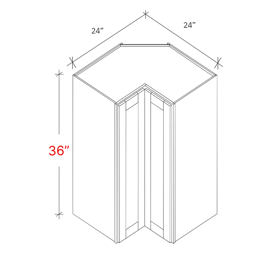 Bevel White 24"w X 36"h Pie Cut EZ Reach Corner