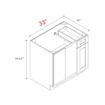 Bevel White 33"w Blind Base Corner - Fills 39-42" Space (6" Min - 9" Max Pull)