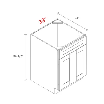 Bevel White 33"w Sink Base Cabinet