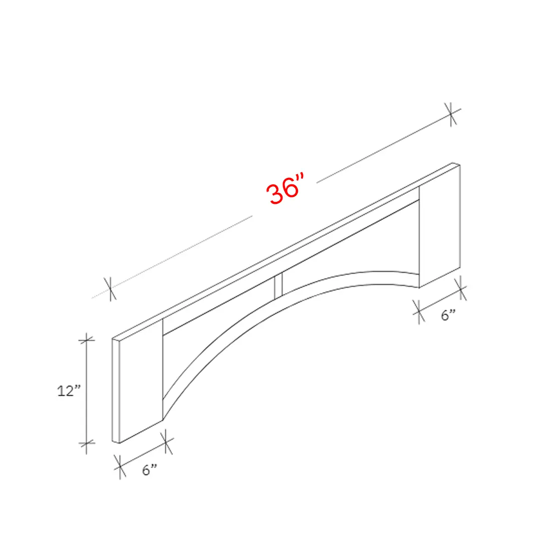 Bevel White 36"w X 5 1/2"h Arch Valance