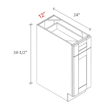 Shaker Driftwood 12_w Base Cabinet - Full Height