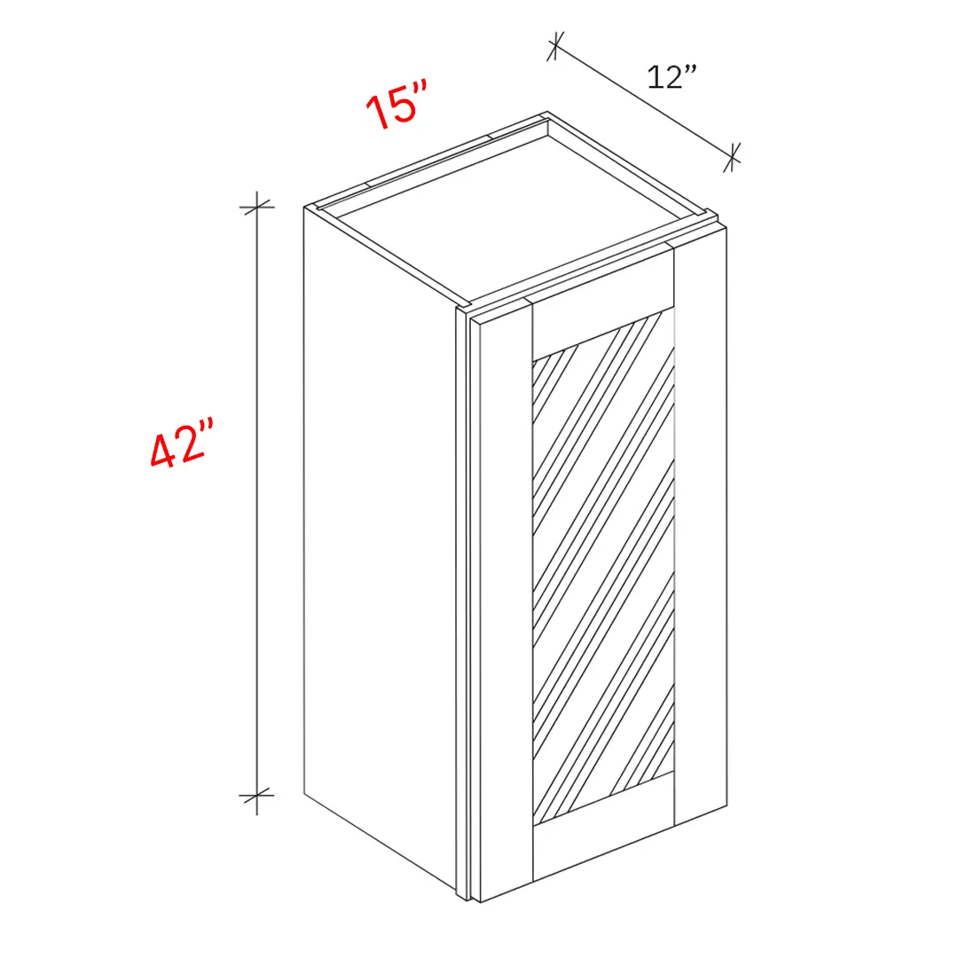 Shaker Driftwood 15_w X 42_h Clear Glass Door Wall Cabinet (Matching Interior)