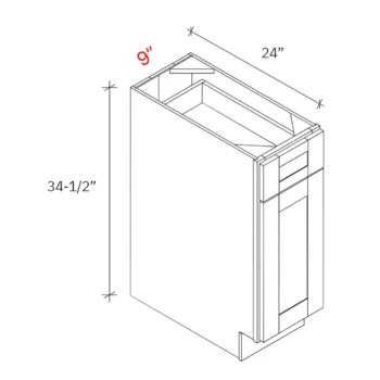 Shaker Driftwood 9_w Base Cabinet - Full Height