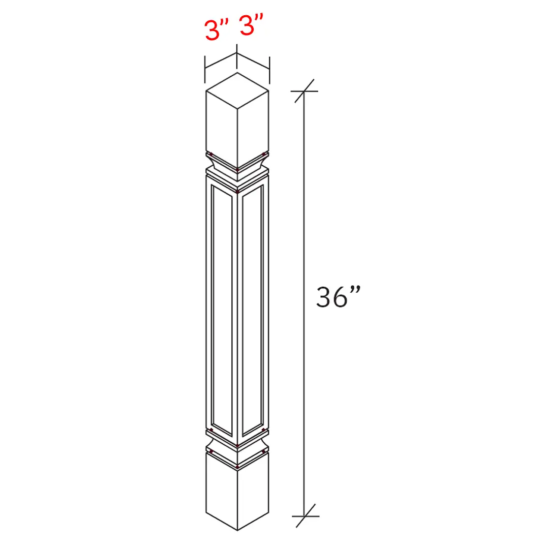 Shaker Driftwood Post - 3_w X 3_d X 36_h